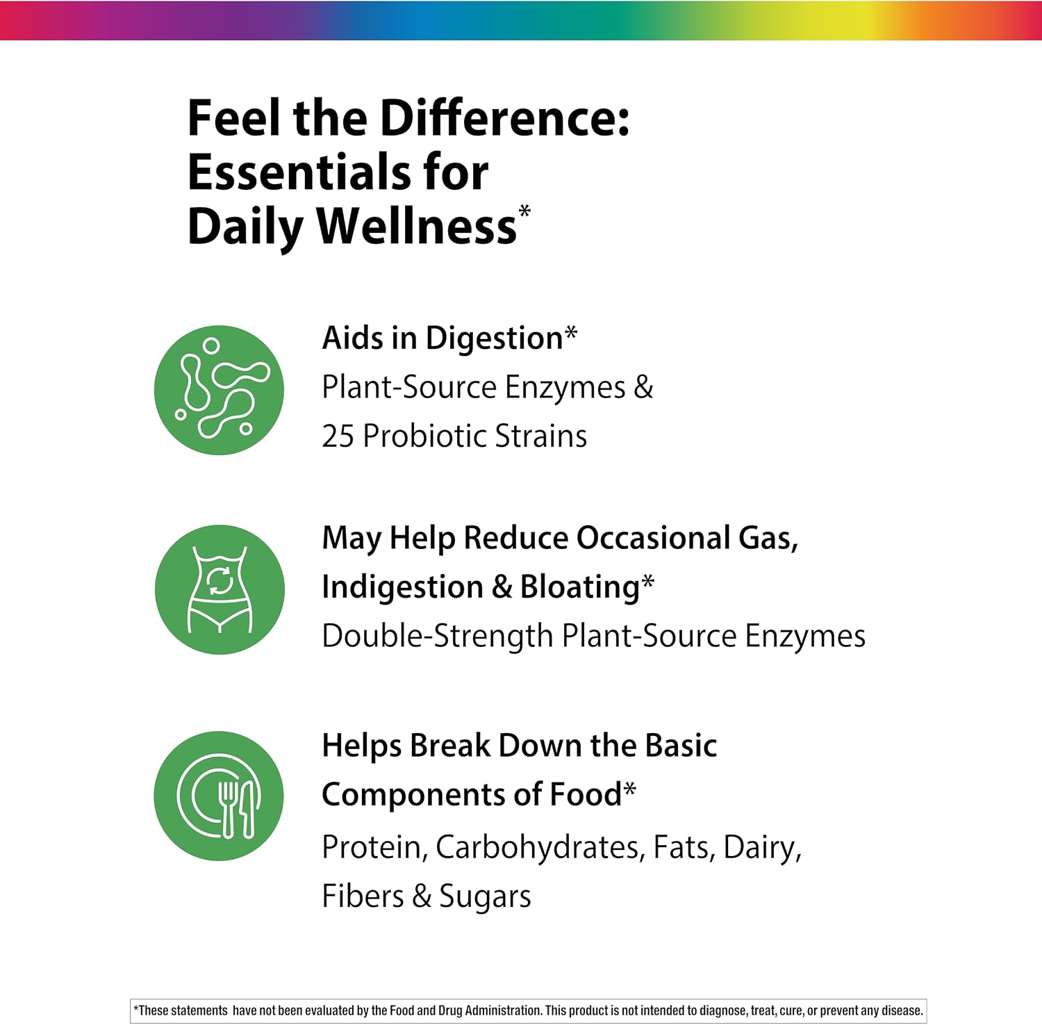 Rainbow Light Advanced Enzyme Supplement | 90 Capsules | Plant-Source 18 Digestive Enzyme Blend | 25 Probiotic Strains + Prebiotic, Bromelain & Papain | for Occasional Gas & Bloating