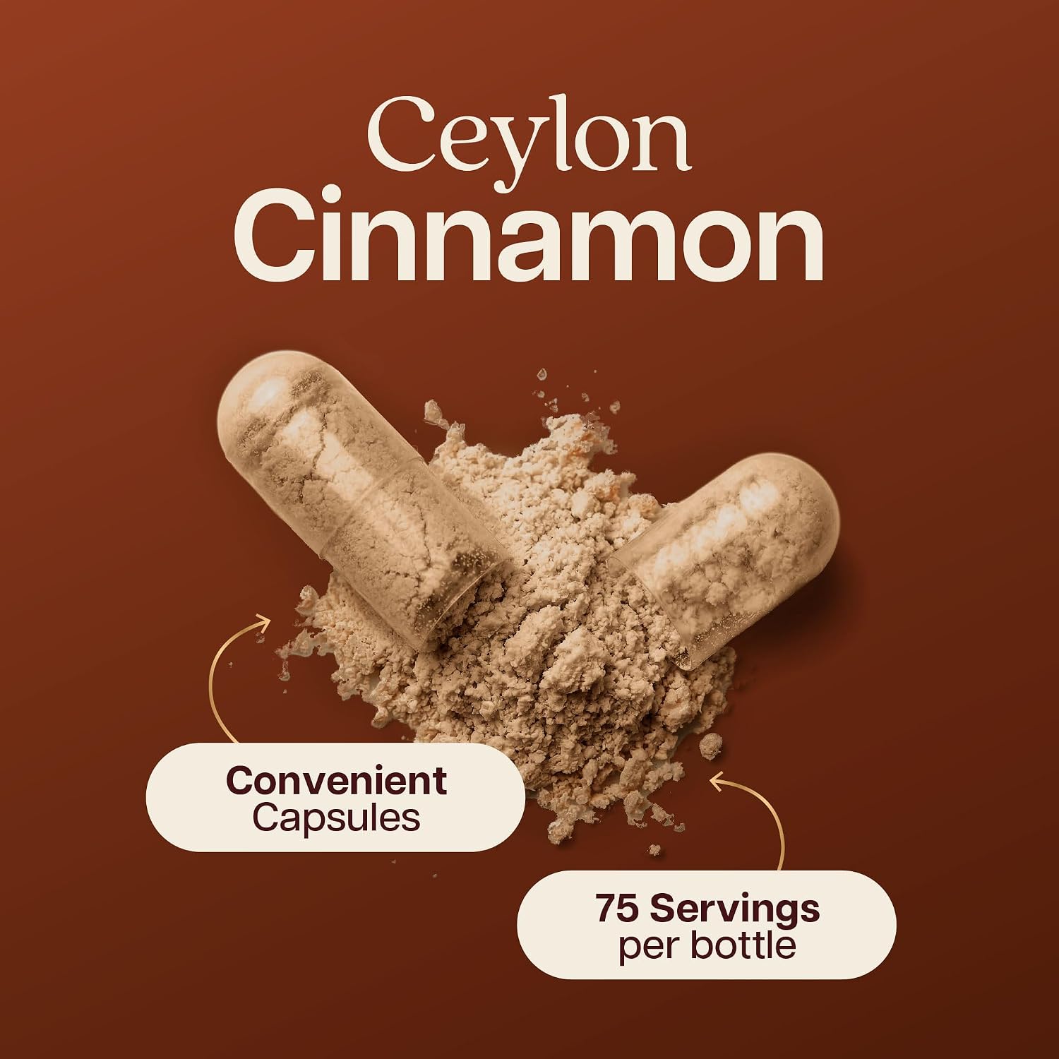 Ceylon Cinnamon Capsules 1500MG, 75 Servings, Powerful Antioxidant Activity | True Sri Lankan Ceylon Cinnamon Supplements, Daily Nutritional Balance Support, Vegan & Non-GMO, 225 Capsules (75 Day Supply)