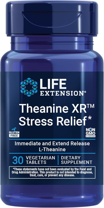 Life Extension Theanine XR™ Stress Relief – L-Theanine – Promotes a Calm Response to Daytime Stress – Non-GMO, Gluten-Free, Vegetarian – 30 Tablets