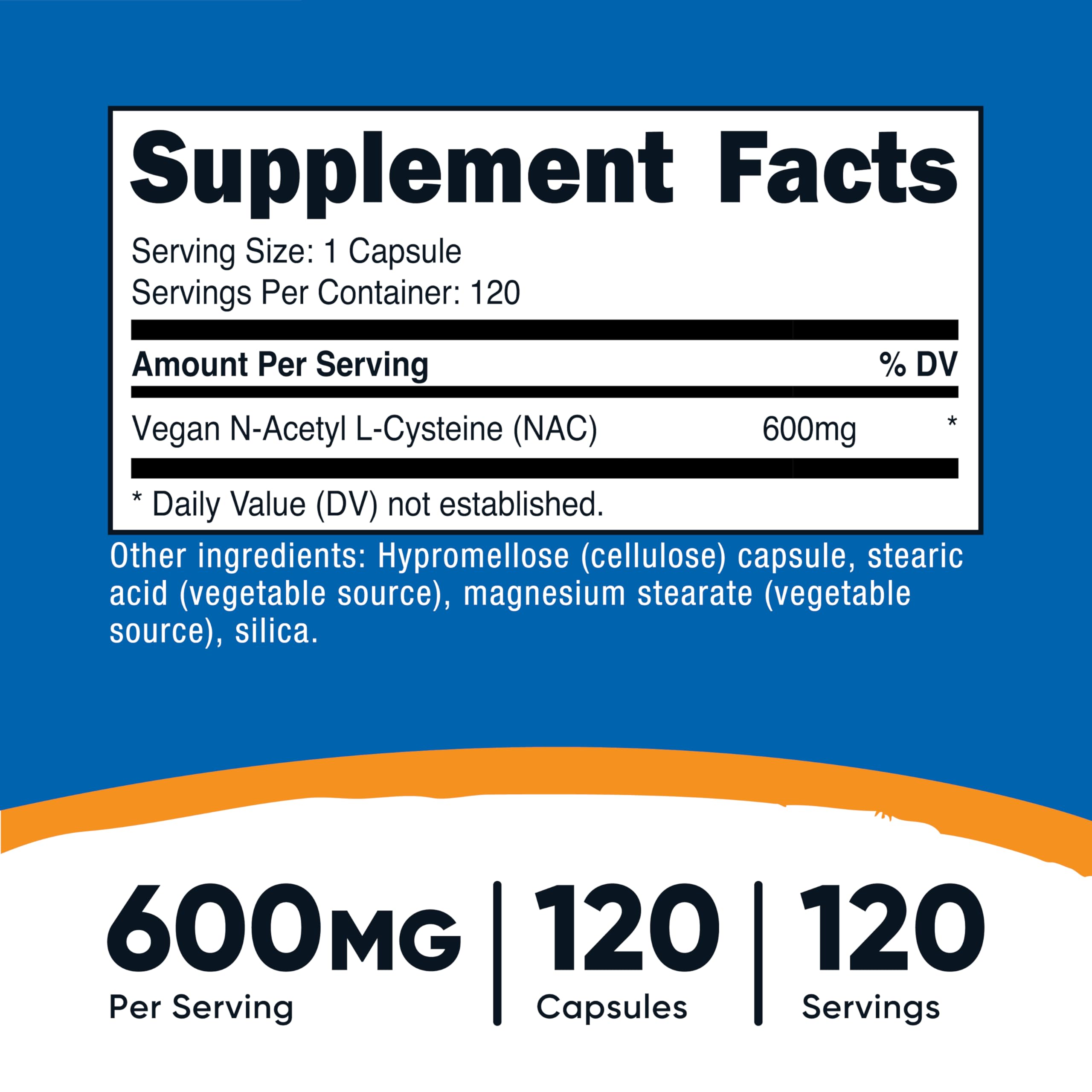 Nutricost N-Acetyl L-Cysteine (NAC) 600mg, 180 Capsules | GMO-Free And Gluten Free