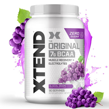 Xtend Original BCAA Powder, 7g BCAAs and 2.5g L-Glutamine for Muscle Recovery Hydration and Lean Muscle, Sugar Free Intra and Post Workout Drink with Electrolytes, Glacial Grape, 90 Servings Xtend buy supplements Au