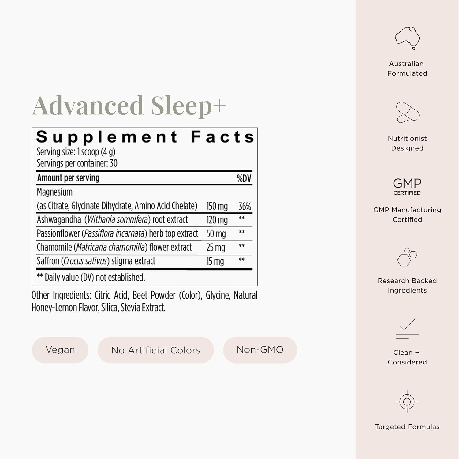 JSHealth Advanced Sleep Plus Powder - Sleep Aid with Precision-Dosed Passionflower, Ashwagandha & Magnesium Glycinate Dihydrate - Sleep Supplement for Adults - Delicious Honey-Lemon Flavor, 30 Serv