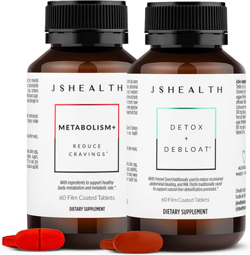 JSHealth Vitamins Bloating Bundle | Includes Detox + Debloat Liver Health Formula & Metabolism+ Natural Energy Support
