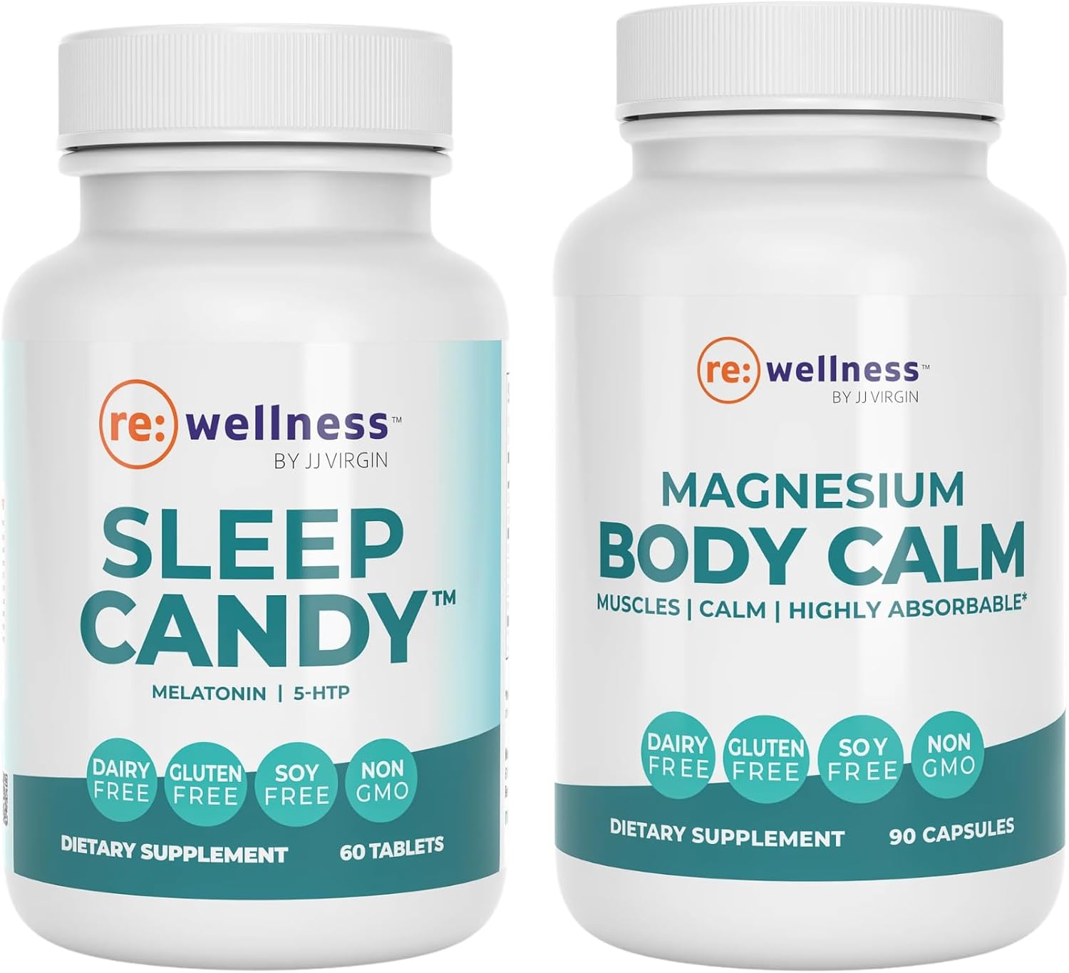 Reignite Wellness by JJ Virgin Evening Essentials Bundle | Sleep Candy, 60 Tablets + Magnesium Body Calm, 120 Capsules