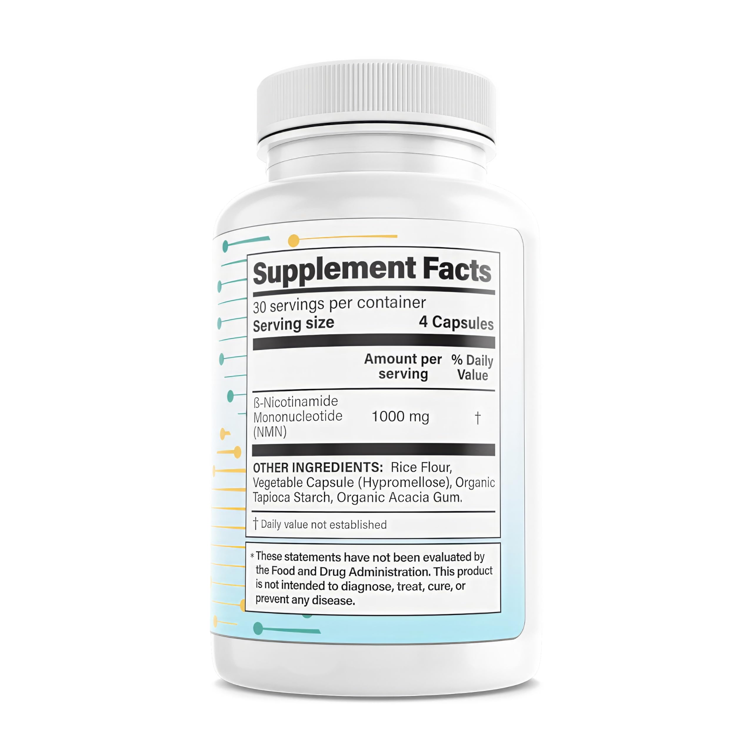 NMN 1000mg – 99%+ Pure, Stabilized & Third-Party Tested Nicotinamide Mononucleotide – NAD+ Booster for Energy & Healthy Aging – No Magnesium Stearate, Vegan, GMP Made in USA – 120 Capsules
