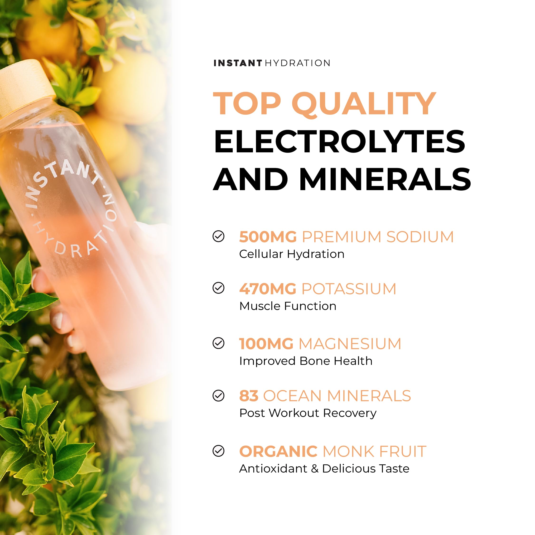 Instant Hydration Electrolytes Powder Packets - Watermelon Electrolyte Drink Mix - Zero Sugar - Keto, Vegan, Gluten-Free, Non-GMO - Boost Recovery, Brain Health, Muscle & Tissue Support- 30 Sticks