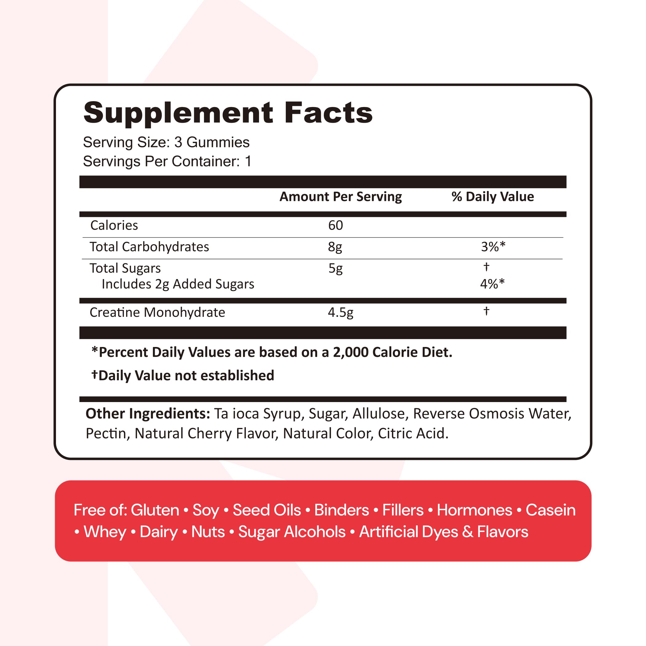 Create Creatine Monohydrate Gummies for Men & Women, Boost Focus, Strength, and Endurance, Anti-Melting Formula, Vegan, Gluten-Free, Non-GMO, 1.5g of Creatine per Gummy (Orange)