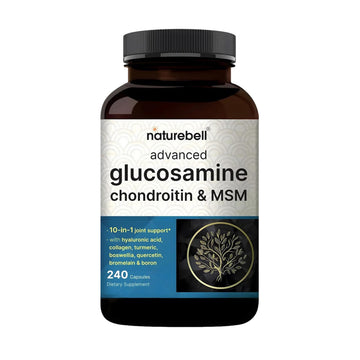 NatureBell Advanced Glucosamine Chondroitin & MSM - 240 Capsules - 10-in-1 Joint Support Complex* - Includes Hyaluronic Acid, Turmeric, Glucosamine, Collagen & More NatureBellBuy Supplements Australia