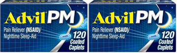 Advil PM Pain Reliever and Nighttime Sleep Aid, Pain Medicine with Ibuprofen for Pain Relief and Diphenhydramine Citrate for A Sleep Aid - 120 Coated Caplets (Pack of 2) AdvilBuy Supplements Australia