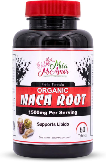 Organic Maca Root Extract 1500 mg, Peak Performance for Men & Women, Sustained Energy & Hormone Support with Black Pepper, Non-GMO, 60 Tablets, US-Made