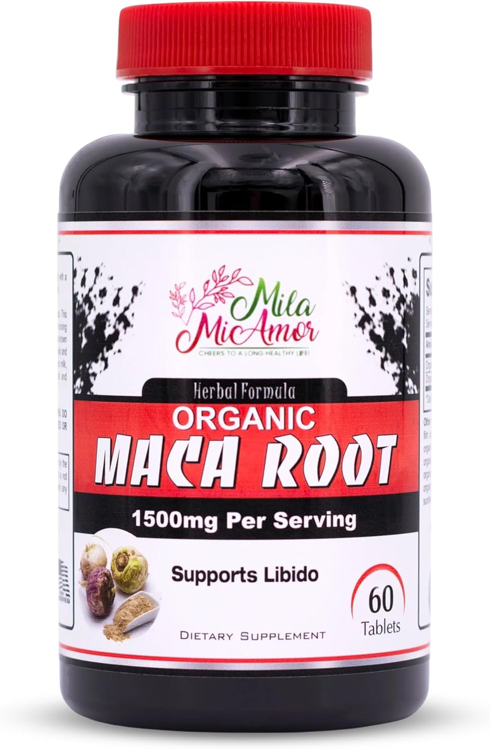 Organic Maca Root Extract 1500 mg, Peak Performance for Men & Women, Sustained Energy & Hormone Support with Black Pepper, Non-GMO, 60 Tablets, US-Made