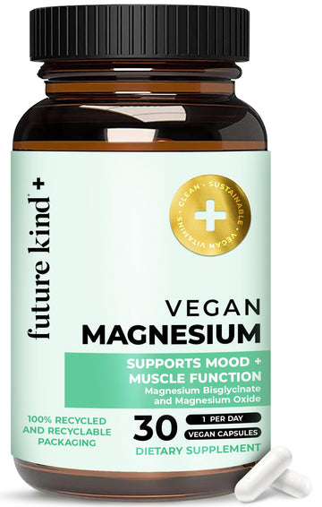 Future Kind Magnesium Glycinate, Supports Muscle and Nerve Function, High Absorption Chelated Magnesium Supplement, Nightly Calm, Energy & Metabolism, Highly Bioavailable & Potent - 30 Vegan Capsules Future KindBuy Supplements Australia