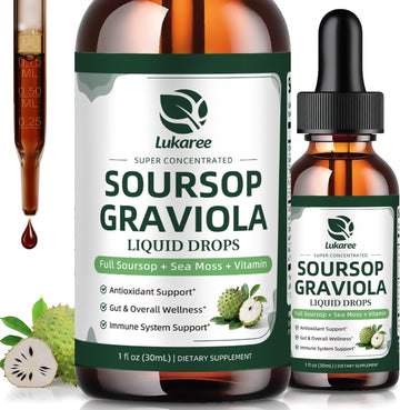 (2 Pack)Whole Soursop Graviola Leaf Extract Liquid Drop with Irish Sea Moss | Herbal Soursop Bitters Liquid for Cell Support & Regeneration, Immunity and Gut Health丨Vegan, Non-GMO, Natural Flavor,1 Fl Oz