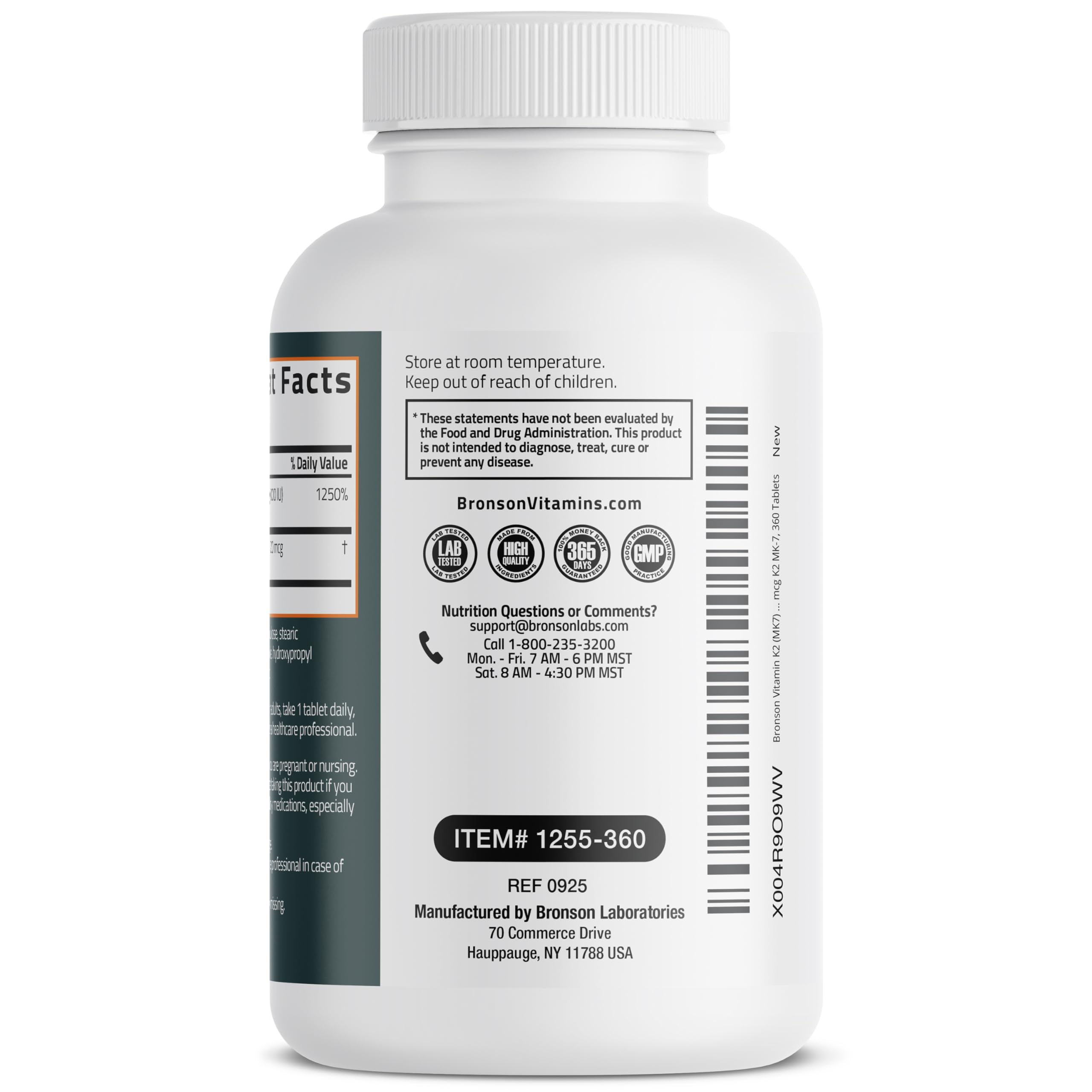 Bronson Vitamin K2 (MK7) with D3 Supplement Extra Strength 2 in 1 Support, 10,000 IU Vitamin D3 & 120 mcg K2 MK-7, 120 Tablets