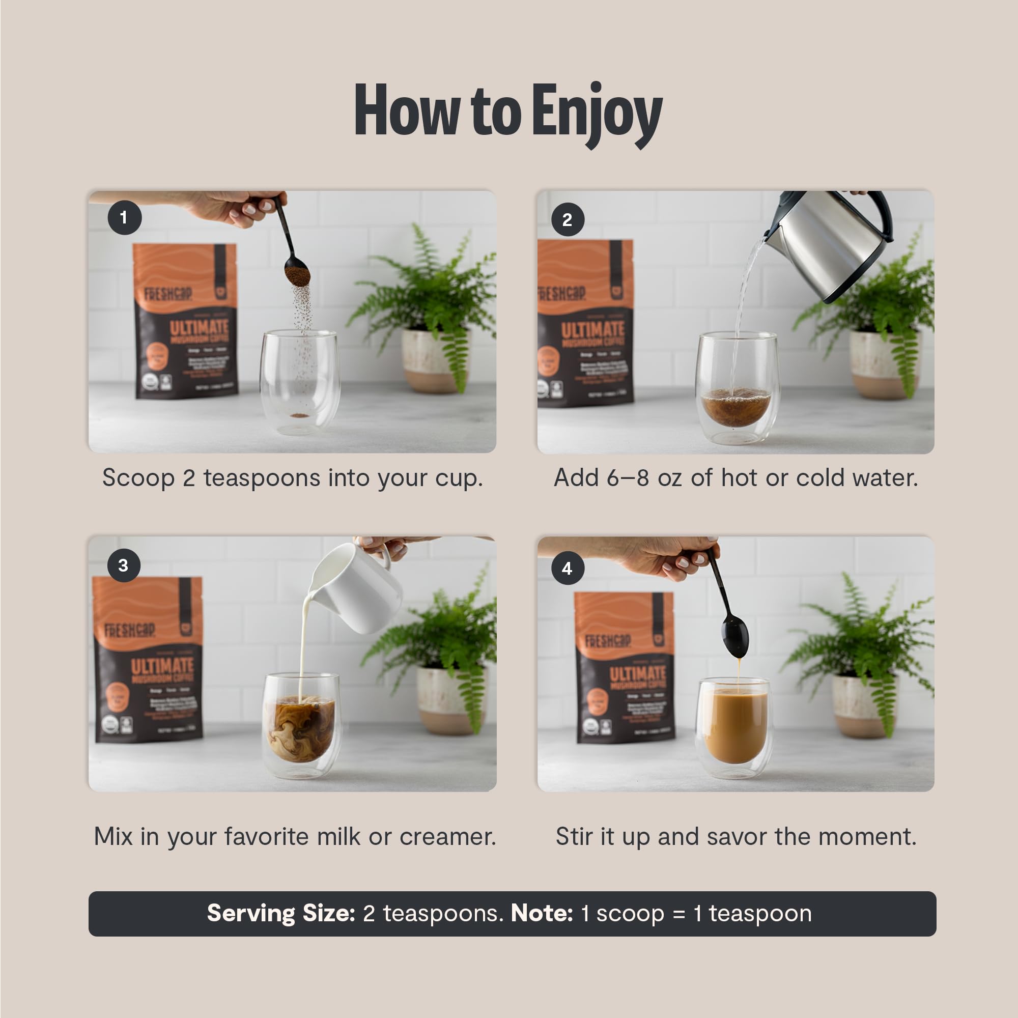 Premium Organic Mushroom Coffee – 12:1 Fruiting Body Extract – 29% Beta-Glucans – Smooth Tasting, 3rd-Party Tested for Clean Energy, No Jitters, Focus, Immune Support (15 Servings)