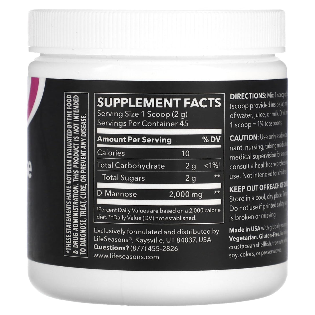 LifeSeasons D-Mannose Powder - Fast-Acting UTI Relief - Urinary Tract Health Supplement - Supports Healthy Levels of Microflora & Eases Bladder Discomfort - 45 Servings LifeSeasonsBuy Supplements Australia