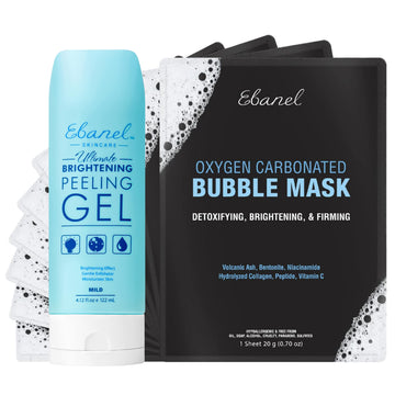 Ebanel Bundle of 10 Pack Bubble Clay Masks, and Exfoliating Face Scrub Peeling Gel Mild 4.12 Oz