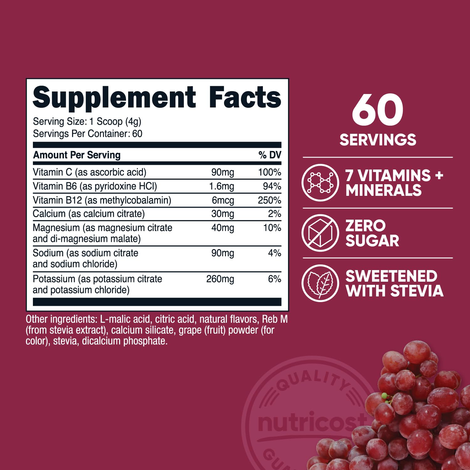Nutricost Electrolyte Complex Powder (120 Servings, Fruit Punch) | Hydration Supplement Drink Mix with Vitamins and Minerals