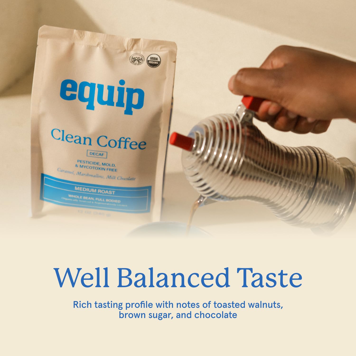Equip Foods Clean Coffee | Gold Standard, Certified Organic, Fair Trade, Regenerative | Medium Roast, Whole Bean, Nicaragua | Brown Sugar+Chocolate+Citrus