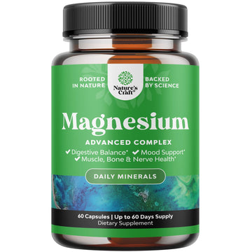 Supplement bottle labeled 'Magnesium Advanced Complex' by Nature's Craft on a white background