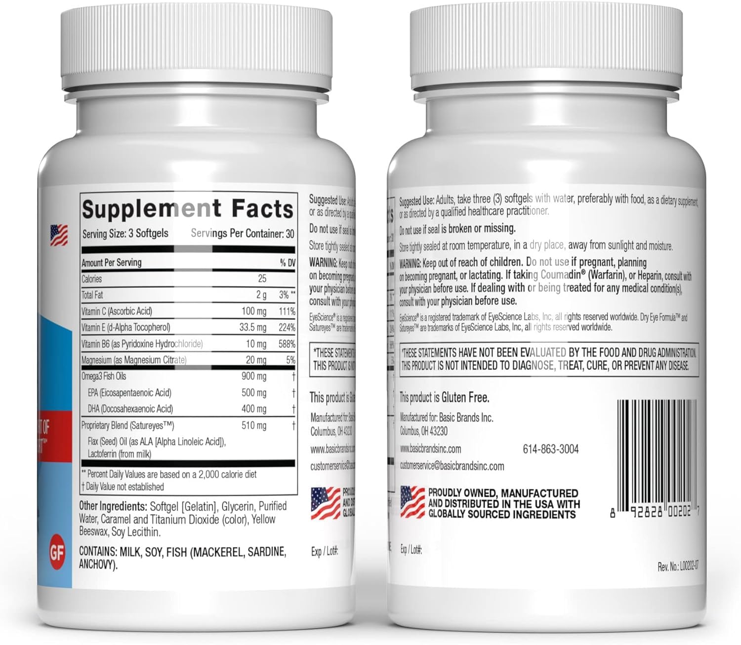 EyeScience Dry Eye Formula Omega-3 Dry Eye Supplement, 900mg | Eye Vitamins for Dry Eyes, Supports Eye Hydration, Tear Function & Daily Eye Comfort, EPA DHA Softgels for Adults