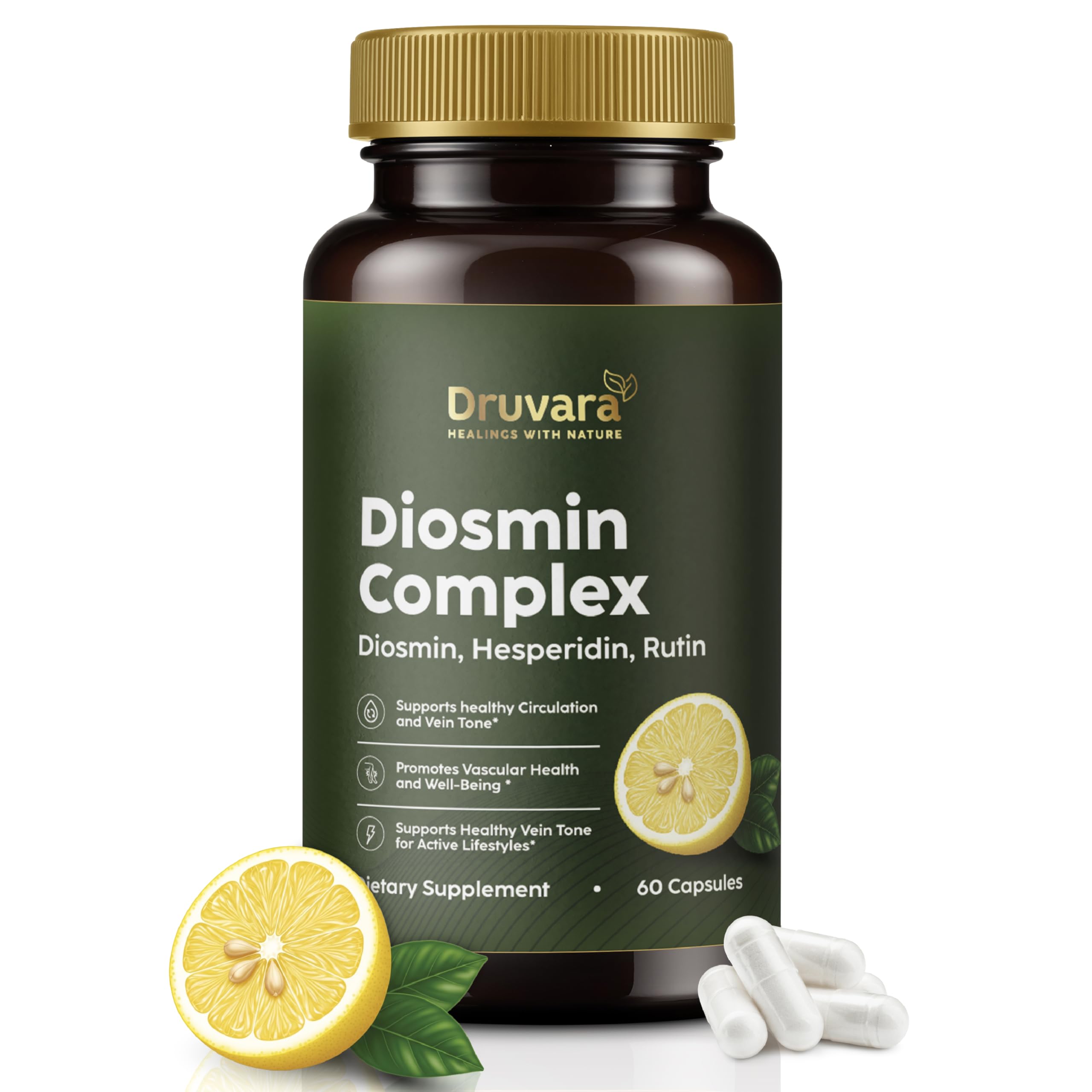Druvara Diosmin Hesperidin with Rutin & B Vitamins | Vein Support Supplement for Leg Comfort, Healthy Circulation, Vein Strength & Improved Mobility - 60 Capsules DruvaraBuy Supplements Australia