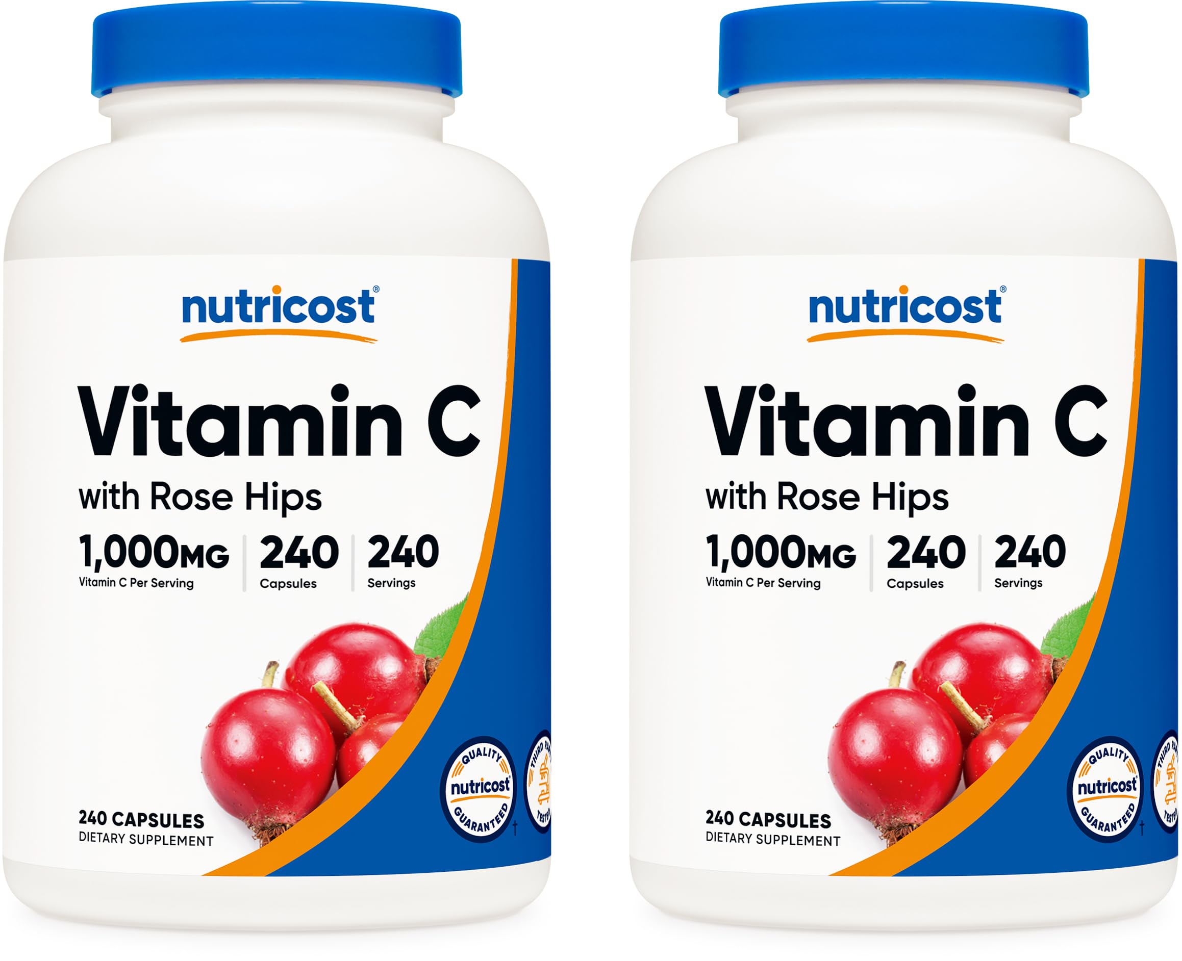 Nutricost Vitamin C with Rose Hips 1025mg, 240 Capsules, Gluten Free | Vitamin C 1,000mg, Rose Hips 25mg, GMO-Free