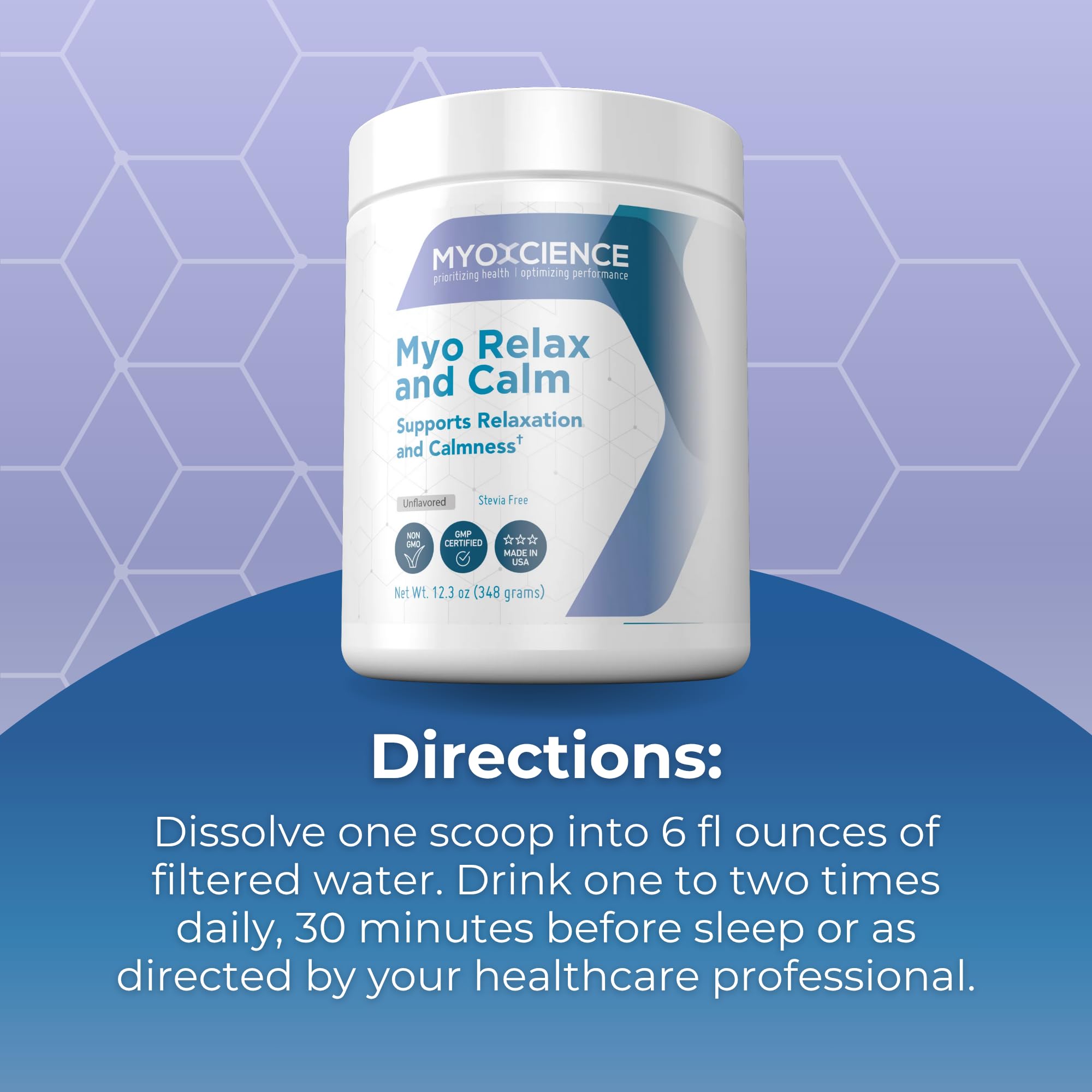 MYOXCIENCE Myo Relax & Calm | Myo-Inositol, L-Theanine, Taurine, Magnesium & GABA | Supports Sleep, Neurotransmitter & Hormone Support (Unflavored) (60 Servings) MYOXCIENCE buy supplements Au