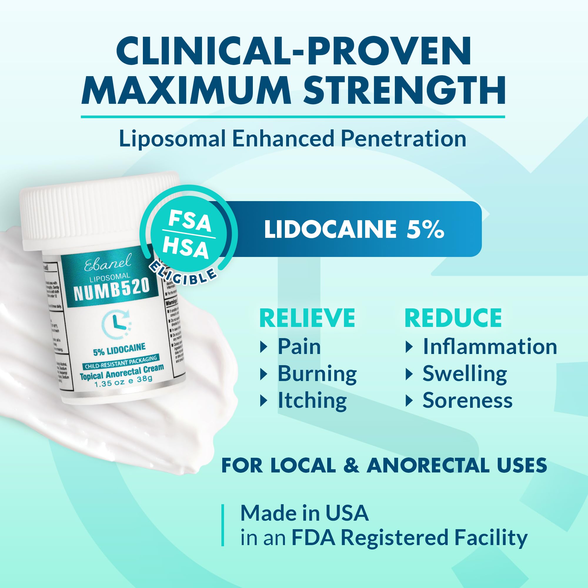 Ebanel Bundle of Lidocaine Numbing Cream, and Numbing Spray