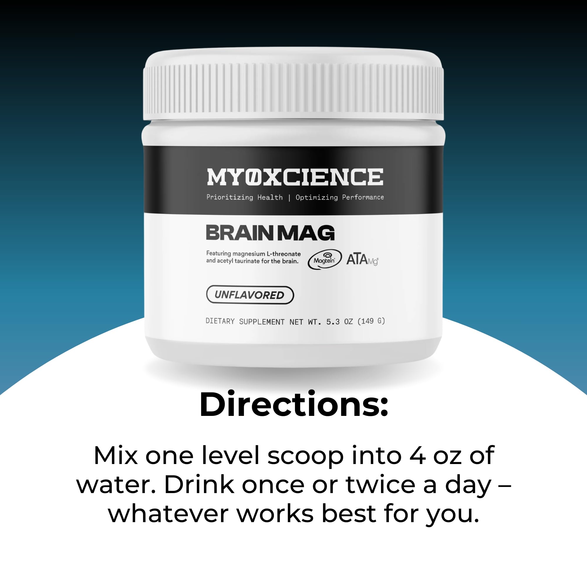 MYOXCIENCE Brain Mag | Magnesium L-Threonate Magtein & Magnesium Glycinate Powder (Unflavored) (60 Servings) MYOXCIENCE buy supplements Au