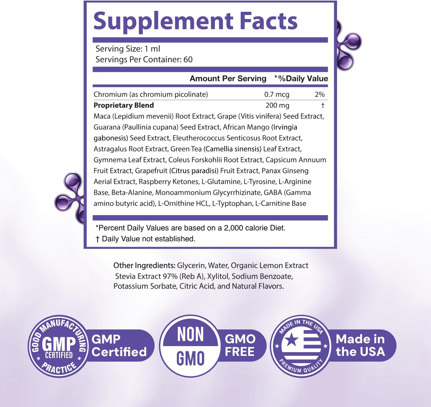 Gelatide Drops – Maca, Grape Seed & Chromium – 2 fl oz, 1 Month Supply | Also includes herbal blend with Maca, Grape Seed Extract & Chromium | Non-GMO, Stimulant-Free, Made in USA