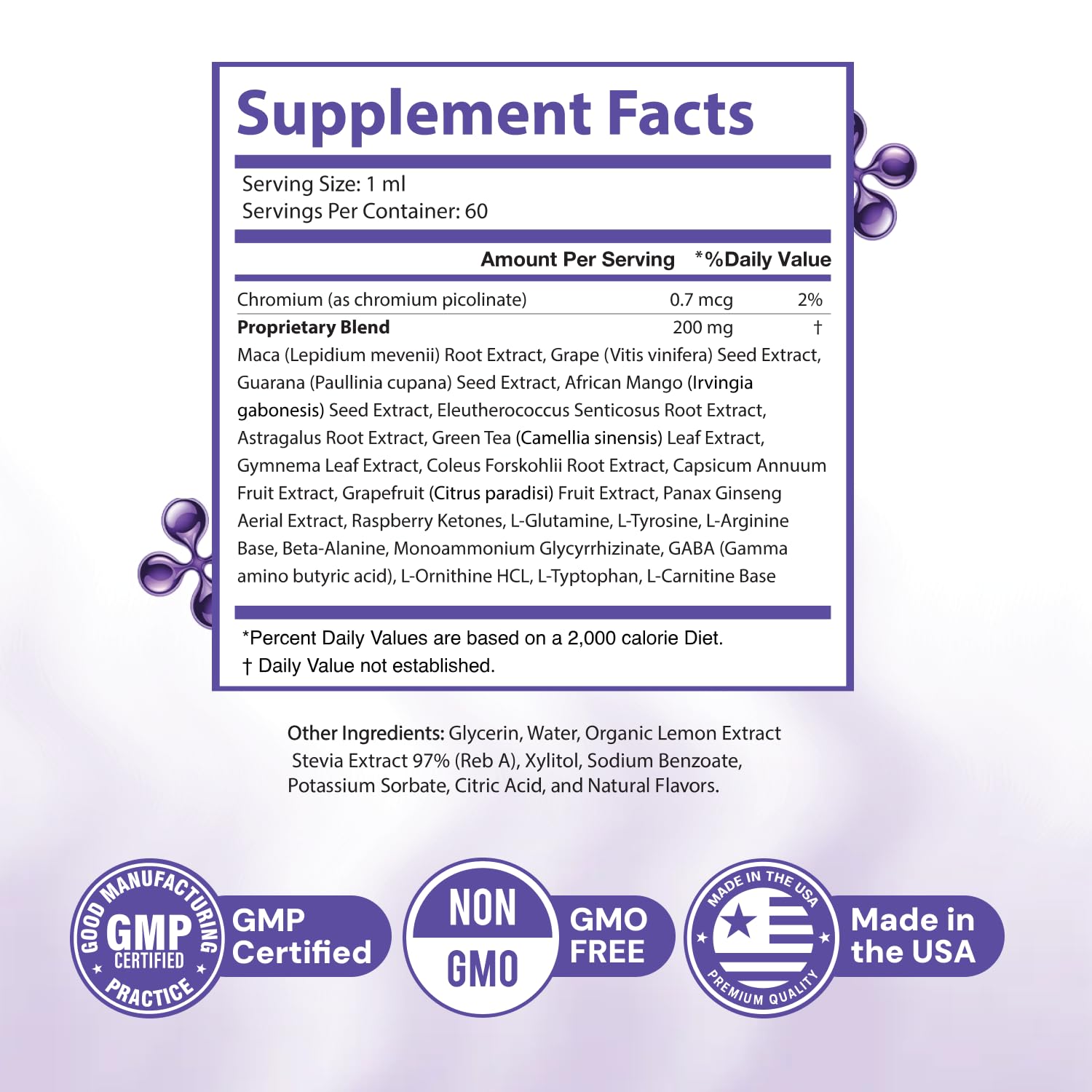 Gelatide Drops – Maca, Grape Seed & Chromium – 2 fl oz, 1 Month Supply | Also includes herbal blend with Maca, Grape Seed Extract & Chromium | Non-GMO, Stimulant-Free, Made in USA