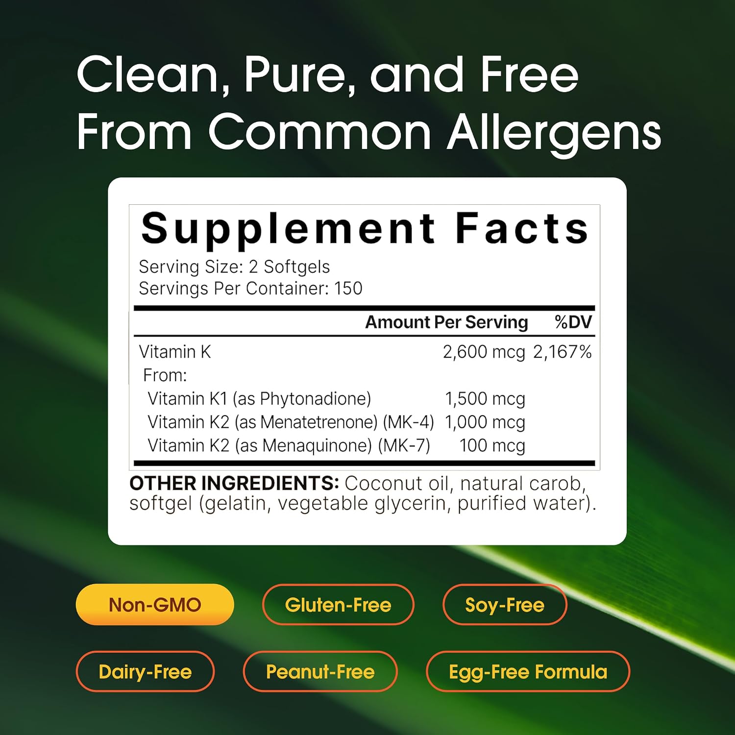 NatureBell Vitamin K Complex - 300 Softgels - Delivers 2,600mcg Vitamin K - Full Spectrum Bone & Heart Health Support Supplement - High Absorption K1 & K2 MK-4 & MK-7*