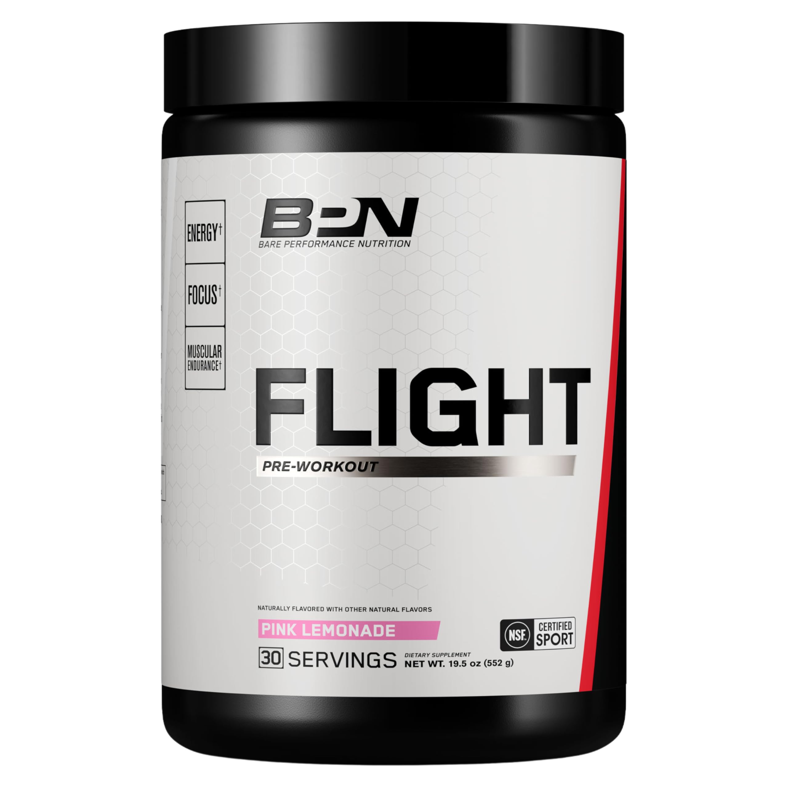 Bare Performance Nutrition BPN Flight Pre Workout, Supports Energy and Mental Focus, Improved Endurance & Muscle Pumps with CarnoSyn® Beta Alanine, Blue Raspberry, 30 Servings