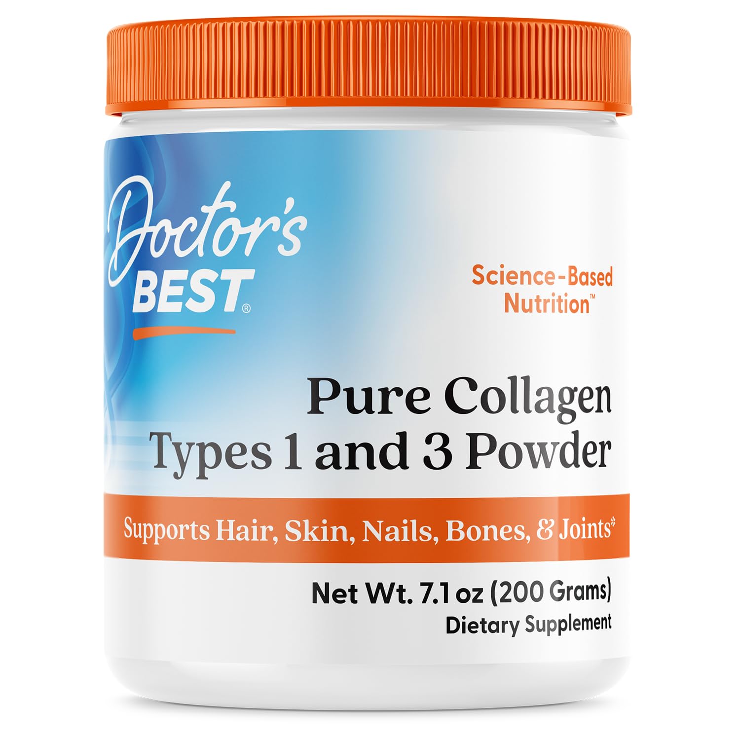 Doctor's Best Pure Collagen Types 1 & 3, Promotes Healthy Skin Hair & Nails – Bone & Joint Support, 7.1 Ounce (Pack of 1)