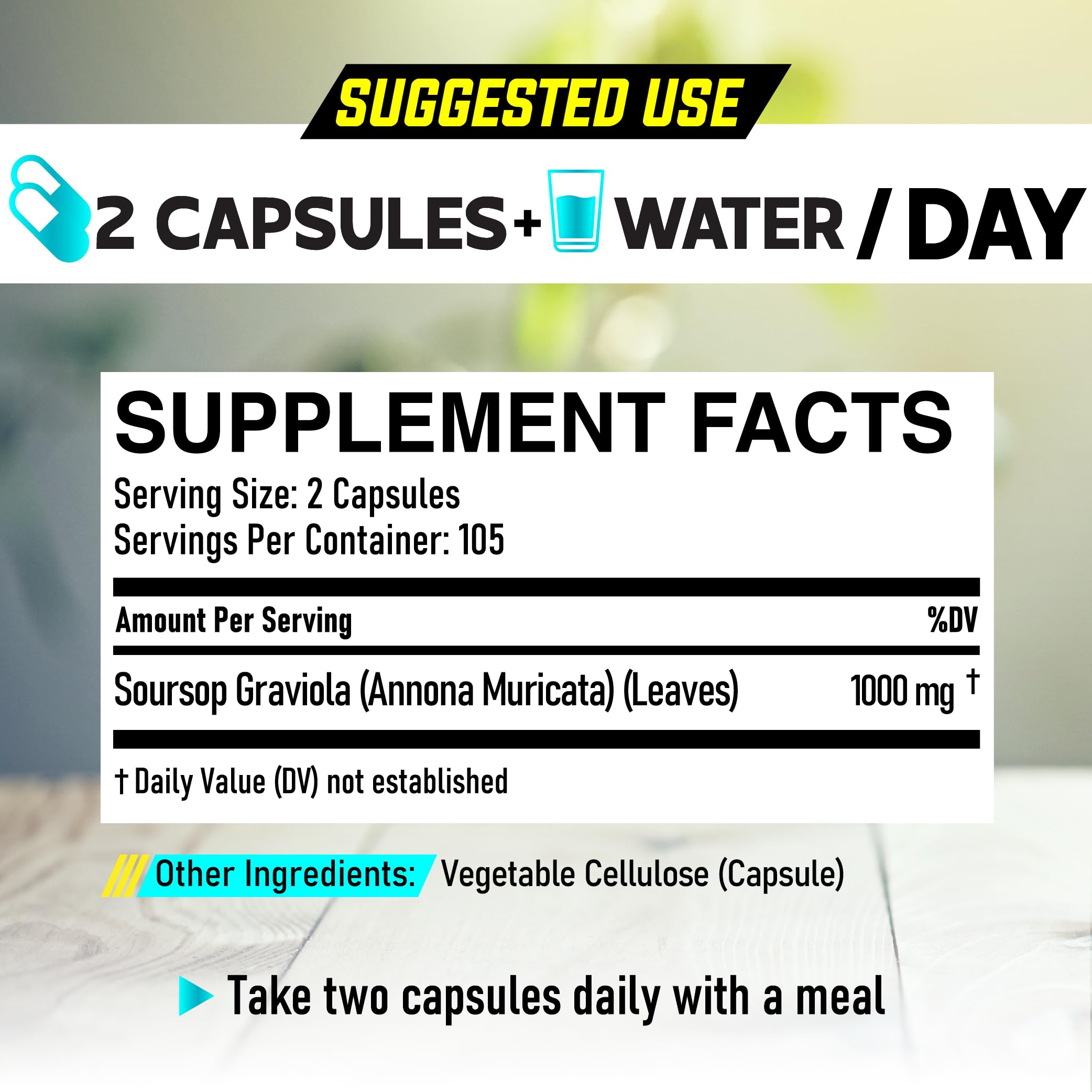 Soursop Graviola Leaves Capsules - Soursop Fruit Advanced - 210 Counts for 105 Servings DEDICAD buy supplements Au