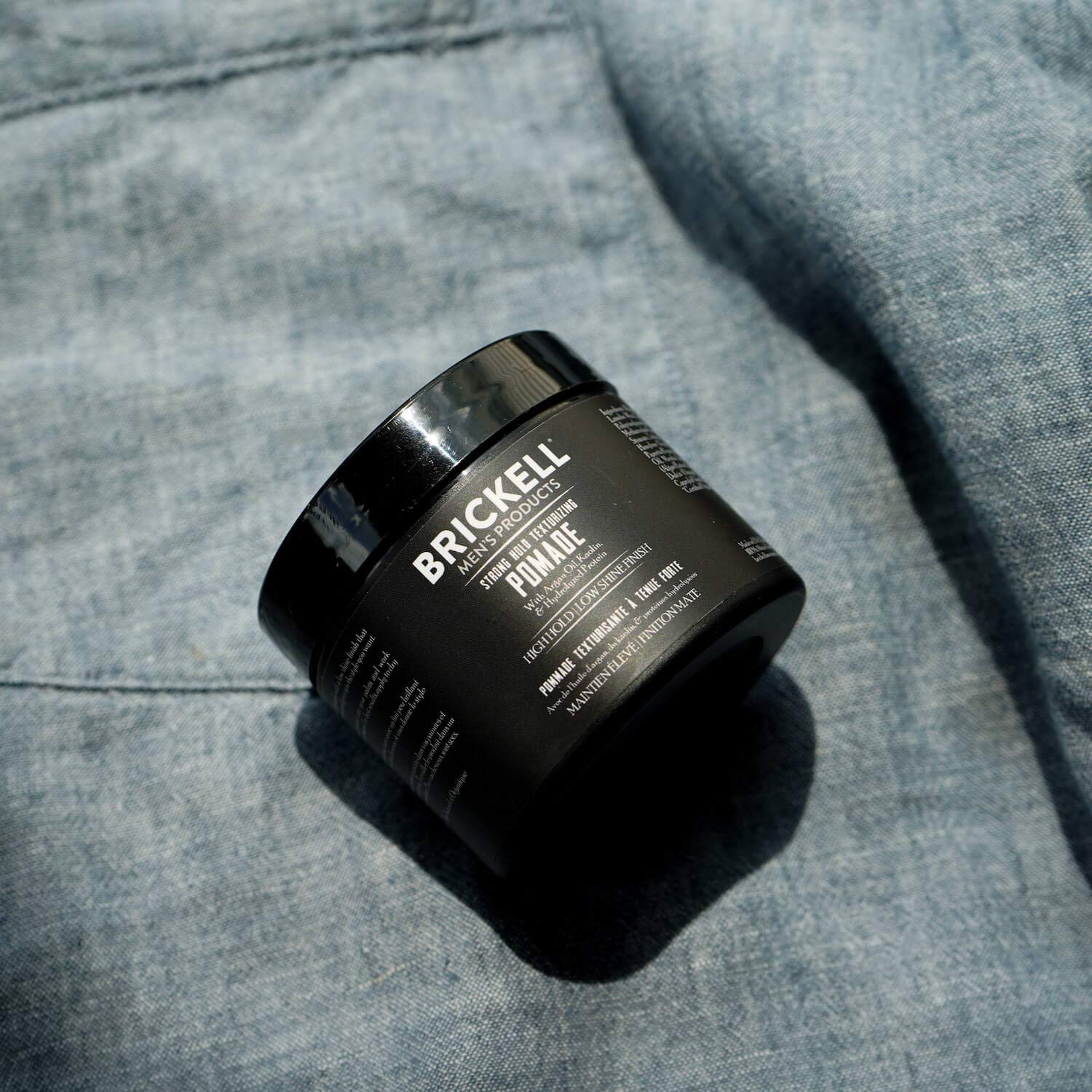 Brickell Men's Products Strong Hold Texturizing Pomade For Men, Pliable Hair Styling Fiber Pomade, With Hydrolyzed Proteins, Argan Oil, and Kaolin, 2 Ounce, Scented
