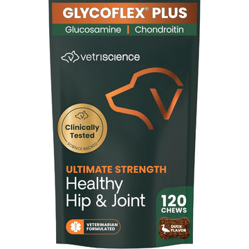 VetriScience Ultimate Strength Healthy Hip & Joint Chews, GlycoFlex Glucosamine, Chondroitin and Green-Lipped Mussel Joint Support Supplement for Dogs, Soothe Joint Discomfort, Duck, 120 Count VETRISCIENCEBuy Supplements Australia