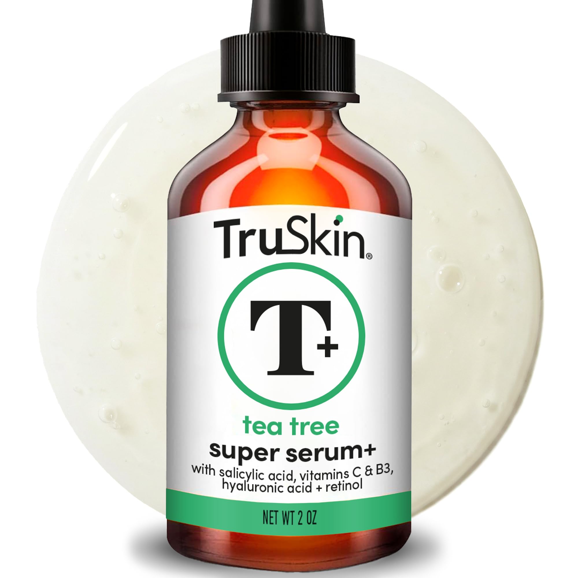 TruSkin Tea Tree Acne Serum with Salicylic Acid & Retinol, 1 fl oz | Helps to clarify acne-prone skin, refine the look of pores & complexion with Tea Tree, Niacinamide, and Vitamin C
