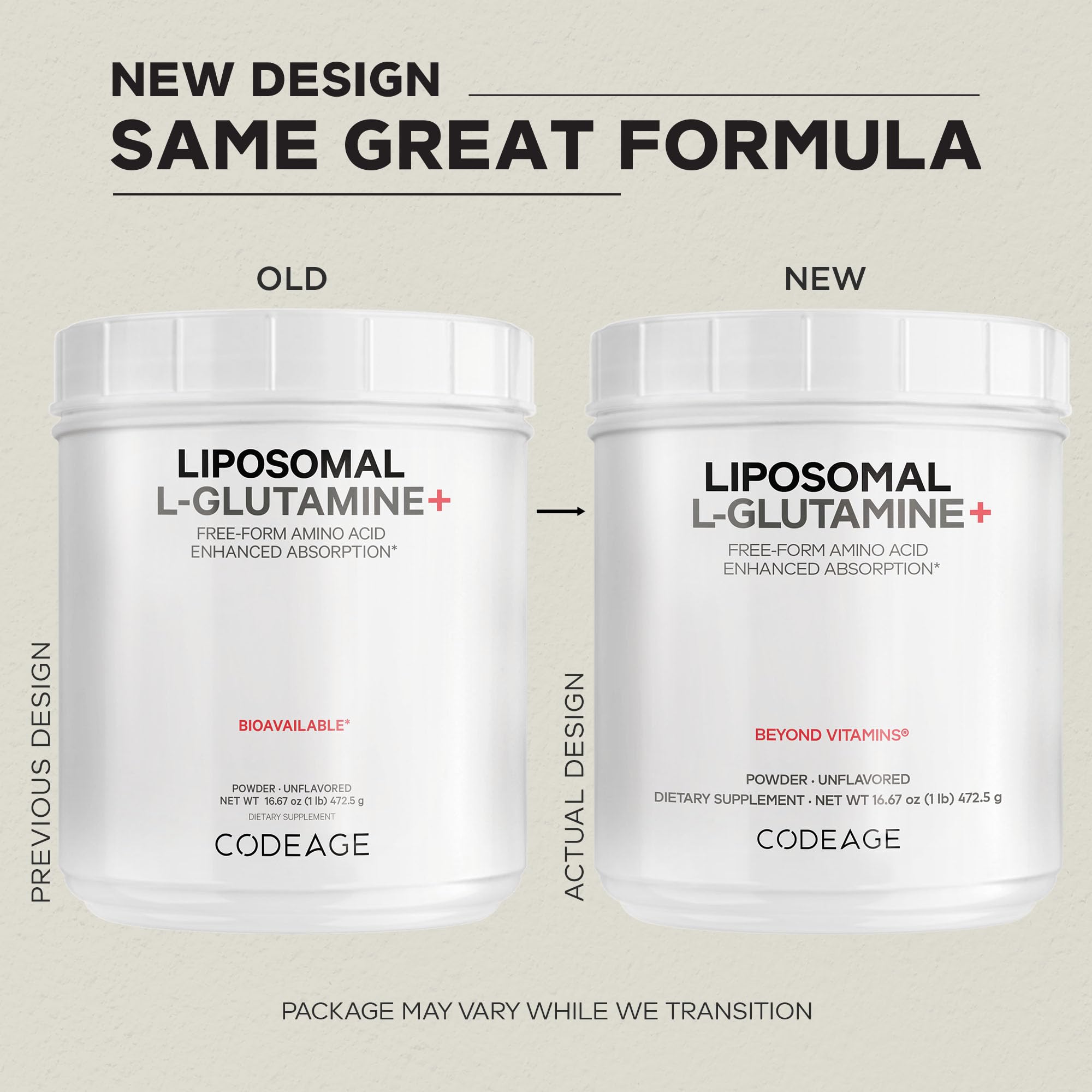 Codeage Liposomal L-Glutamine Powder - High-Potency L-Glutamine 5,000 mg per Serving - 3-Month Supply - Liposomal Delivery, Free-Form Amino Acid, Unflavored Glutamine - Non-GMO Gluten-Free - 16.67 oz CodeageBuy Supplements Australia
