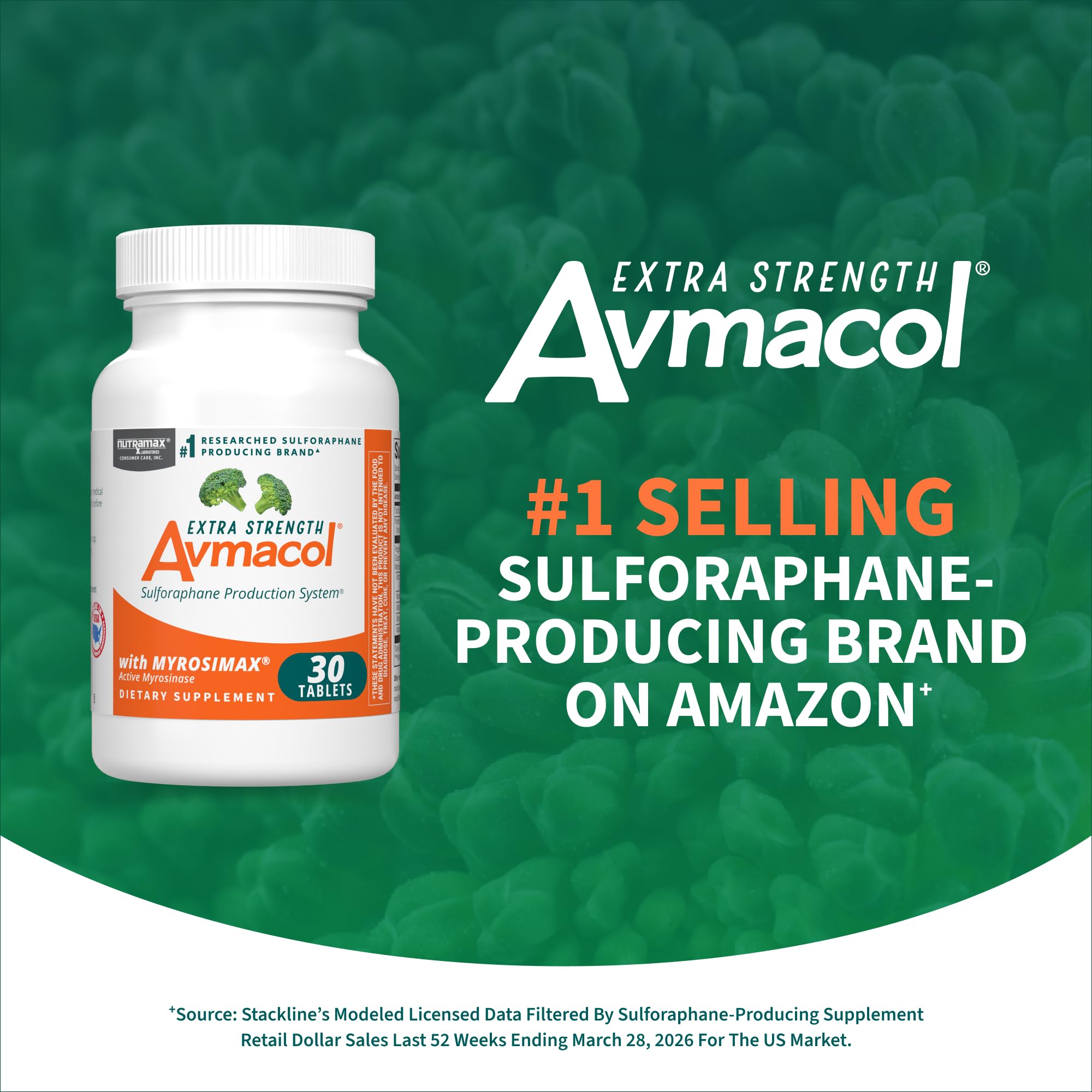 Nutramax Avmacol Extra Strength Sulforaphane Producing Supplement, 75 Tabs | Detoxification Support, #1 Researched Sulforaphane Producing Brand, with Glucoraphanin & Myrosinase, Published Studies
