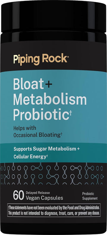 Piping Rock Bloat and Metabolism Probiotic | 60 Capsules | 14 Strain Probiotic Blend | Supports Regularity and Cellular Energy for Men and Women | Non-GMO, Gluten Free