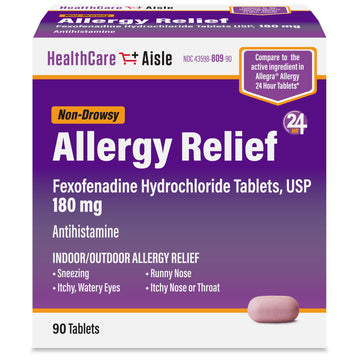 HealthCareAisle Allergy Relief - Fexofenadine Hydrochloride Tablets USP, 180 mg, 90 Tablets, Allergy Medication, Non-Drowsy 24-Hour Relief HealthCareAisle buy supplements Au