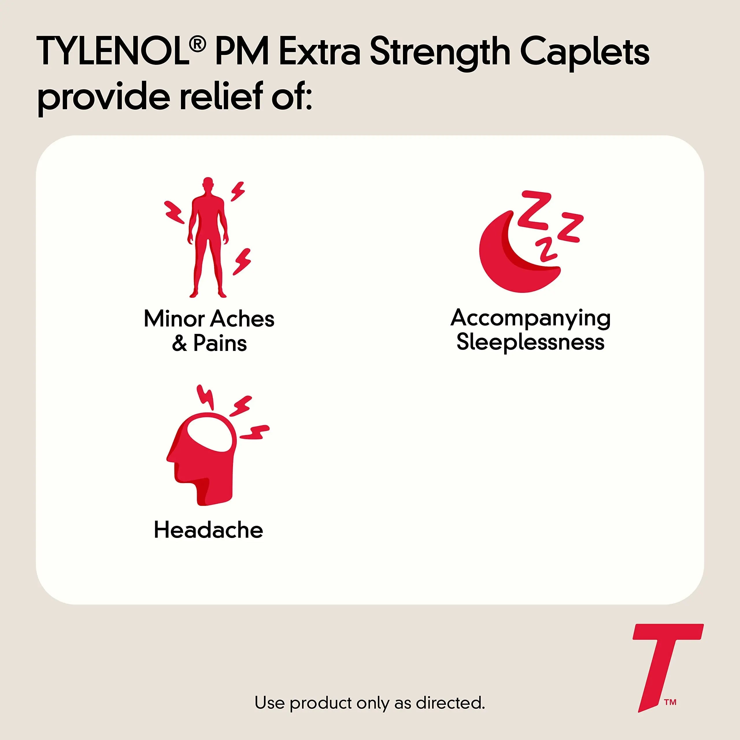 Tylenol PM Extra Strength Nighttime Pain Reliever & Sleep Aid Caplets, Fast, Strong Pain Relief, 500 mg Acetaminophen & 25 mg Diphenhydramine HCl, Non-Habit Forming Medicine for Aches & Cramps, 100 Ct TylenolBuy Supplements Australia