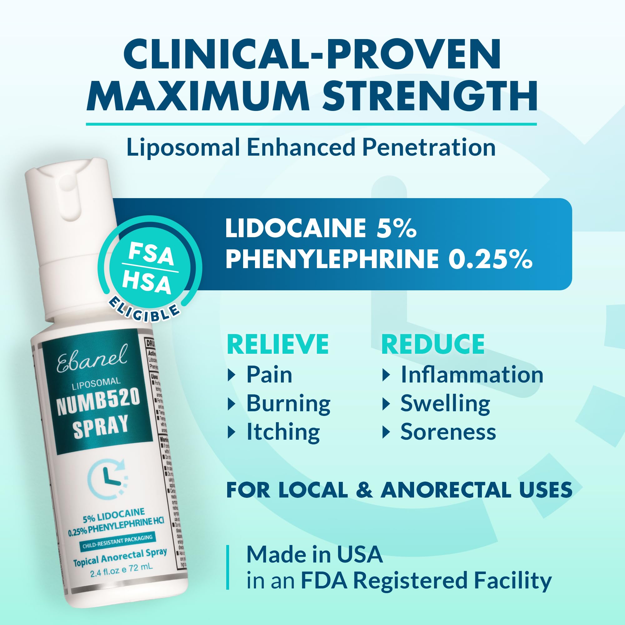 Ebanel Bundle of Lidocaine Numbing Cream, and Numbing Spray
