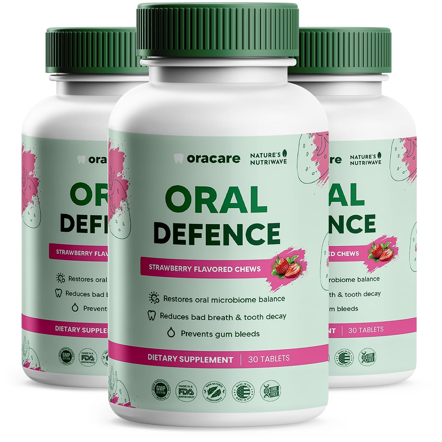 Oracare – Daily Oral Support with Enzymes, Hydroxyapatite, Xylitol & 3-Strain Probiotic Blend – Non-GMO Stimulant-Free Formula – Made in USA – 30 Melt-In-Mouth Tablets, 1 Month Supply