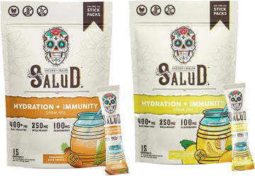 Salud 2-Pack | 2-in-1 Hydration + Immunity (Tamarindo) & Hydration + Immunity (Lemonade)– 15 Servings Each, Agua Fresca Drink Mix, Non-GMO, Gluten Free, Vegan, Low Calorie, 1g of Sugar