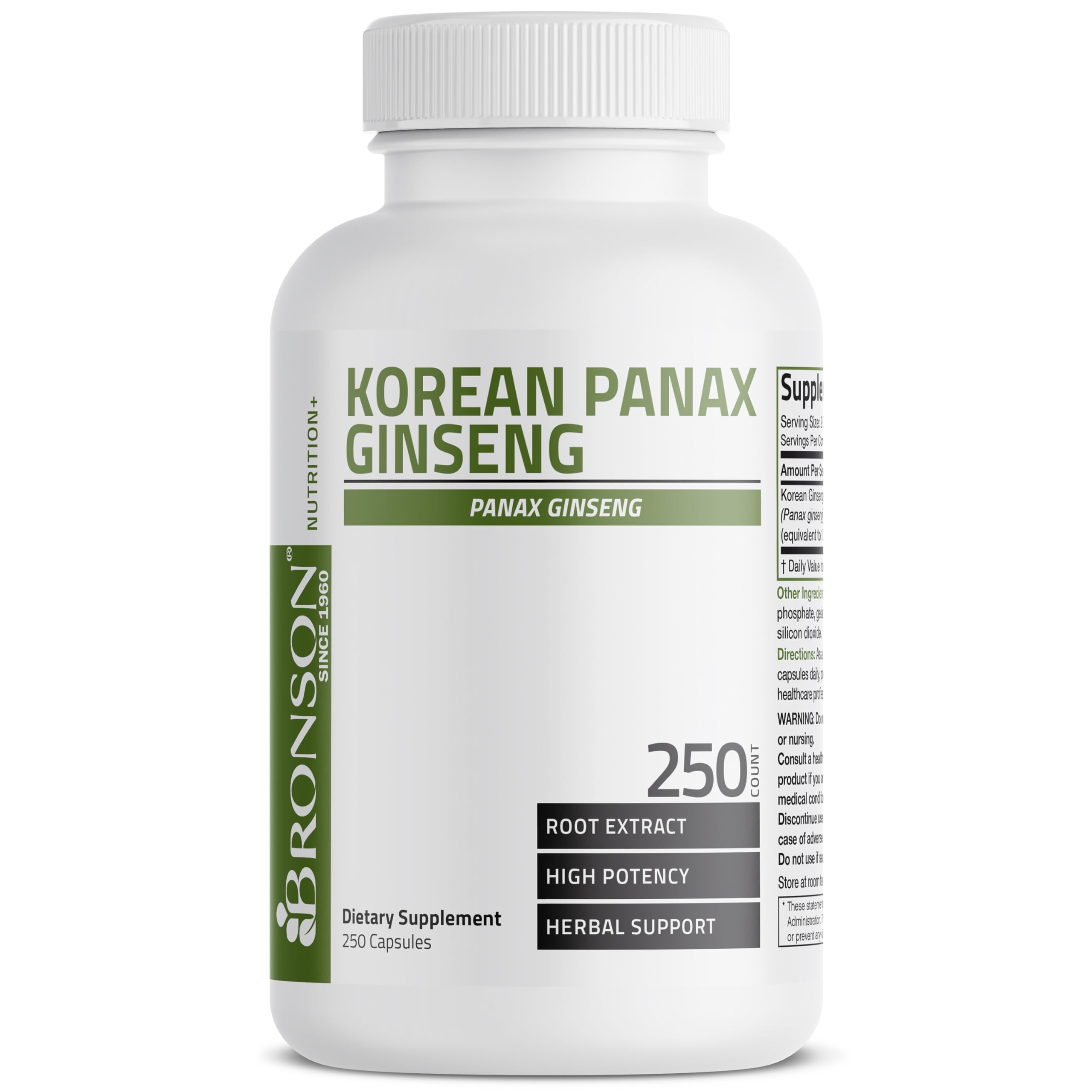 Bronson Korean Panax Ginseng Supports Energy, Endurance & Vitality + Memory and Mental Performance, 120 Capsules