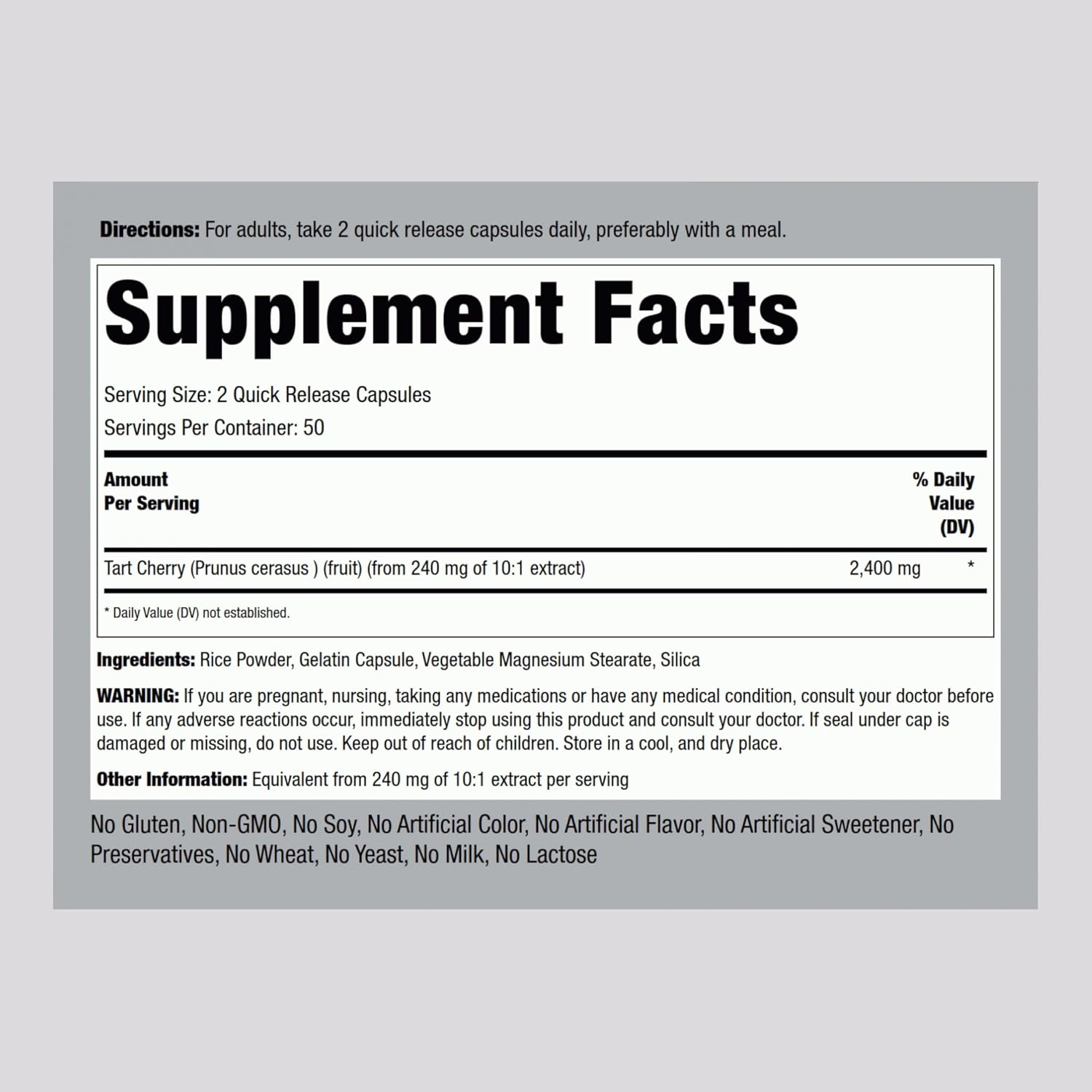 Piping Rock Tart Cherry Capsules | 100 Count | Concentrated Extract | Non-GMO, Gluten Free Supplement
