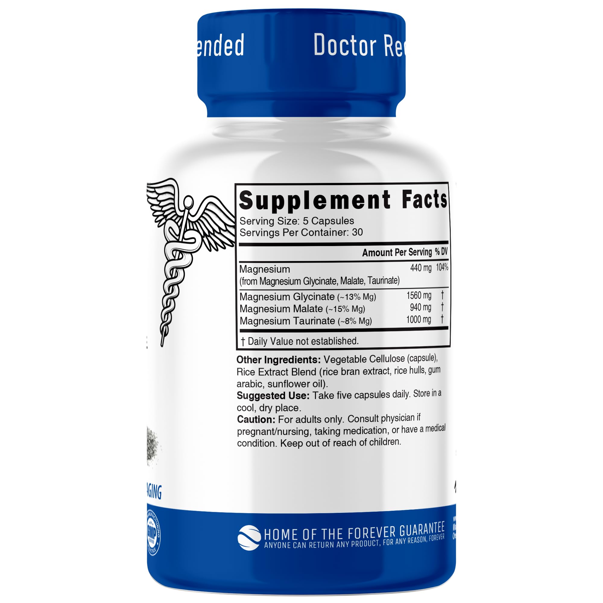 Nutri Triple Magnesium Complex 440mg - Magnesium Glycinate, Malate, & Taurinate - 100% Chelated for Maximum Absorption - 120 Vegan Capsules - Triple Complex Magnesium - Magnesio Triple Complex Nature's Fusions buy supplements Au